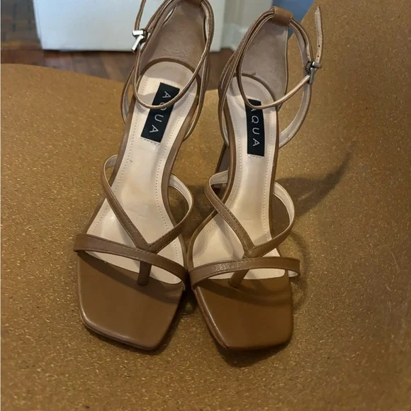 Brown leather heeled thong sandals 7.5 - Picture 6 of 8